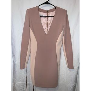 Long sleeve mini dress with color block